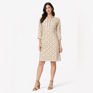 Gretchen Scott Geometric Print Mini Dress Tan Black White Size Small